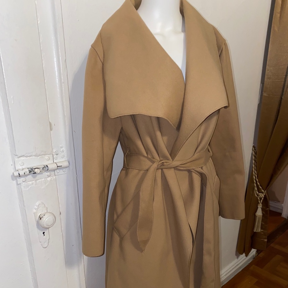 Oversized waterfall belted coat